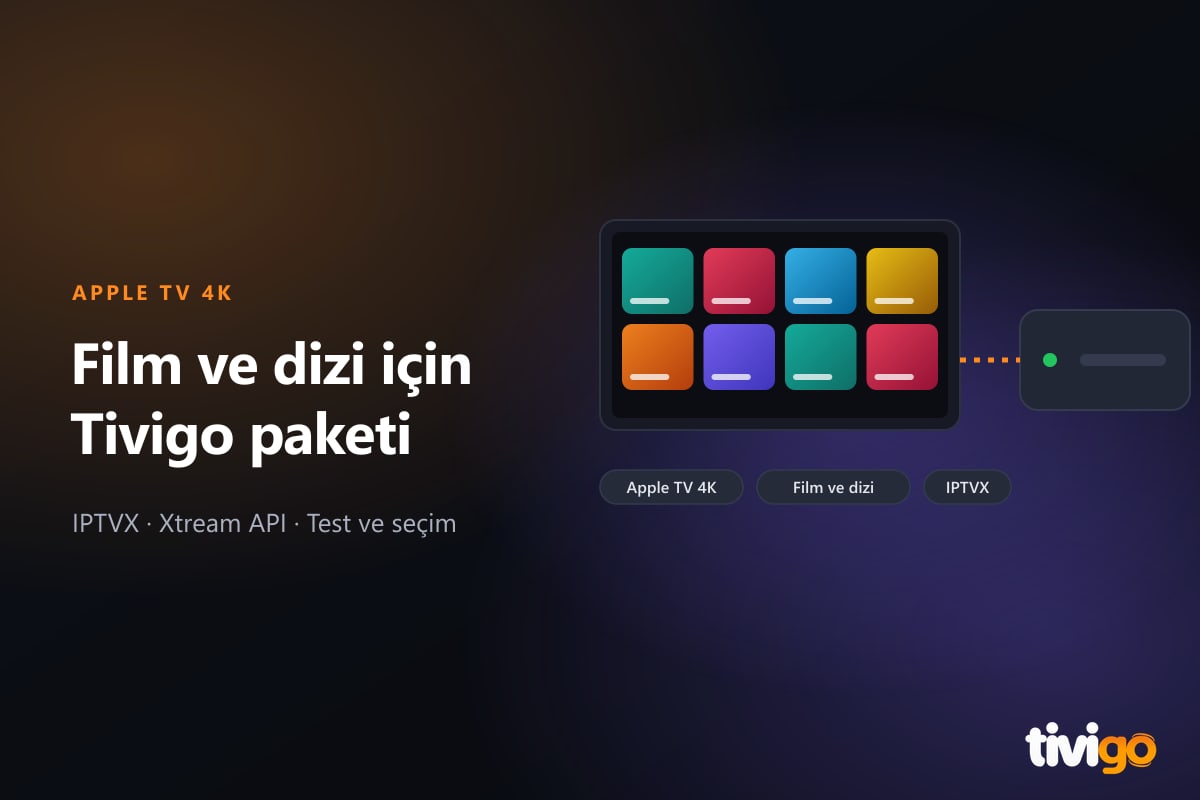 Apple TV kullanımında film ve dizi seçimini temsil eden şematik TV kutusu