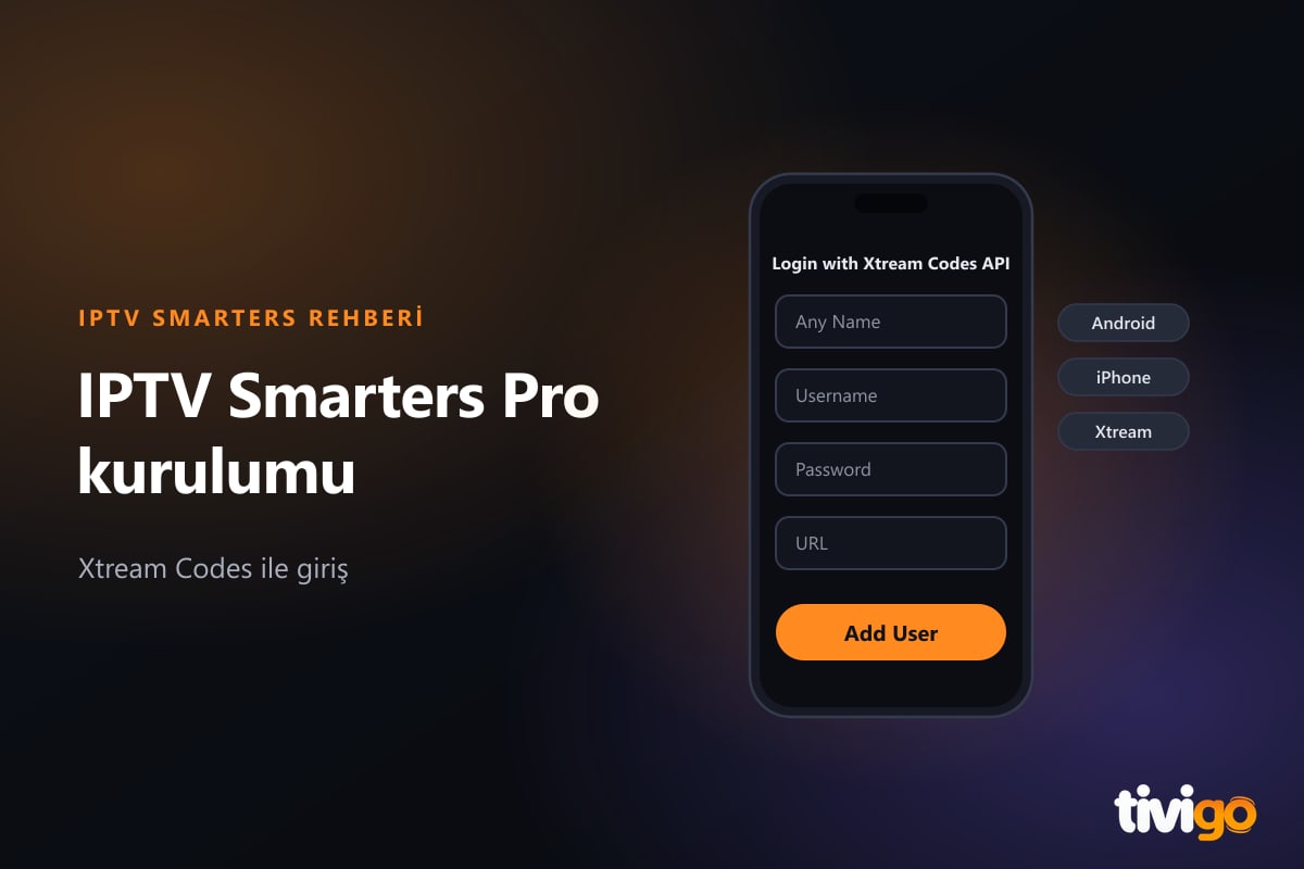 Telefon ekranında IPTV Smarters Pro Xtream Codes giriş formu
