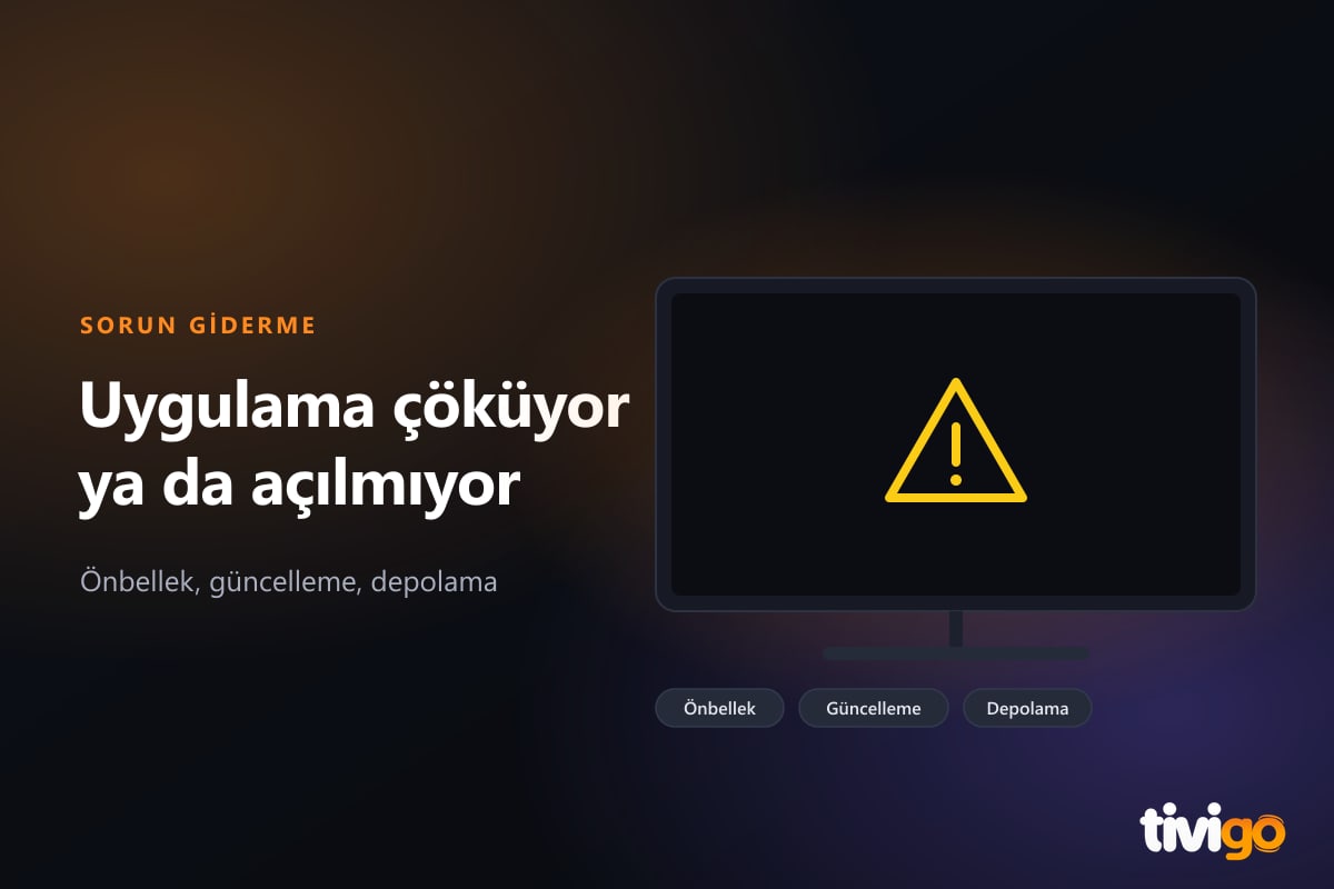 Uyarı simgesi gösteren televizyon ve kapanan uygulama penceresi