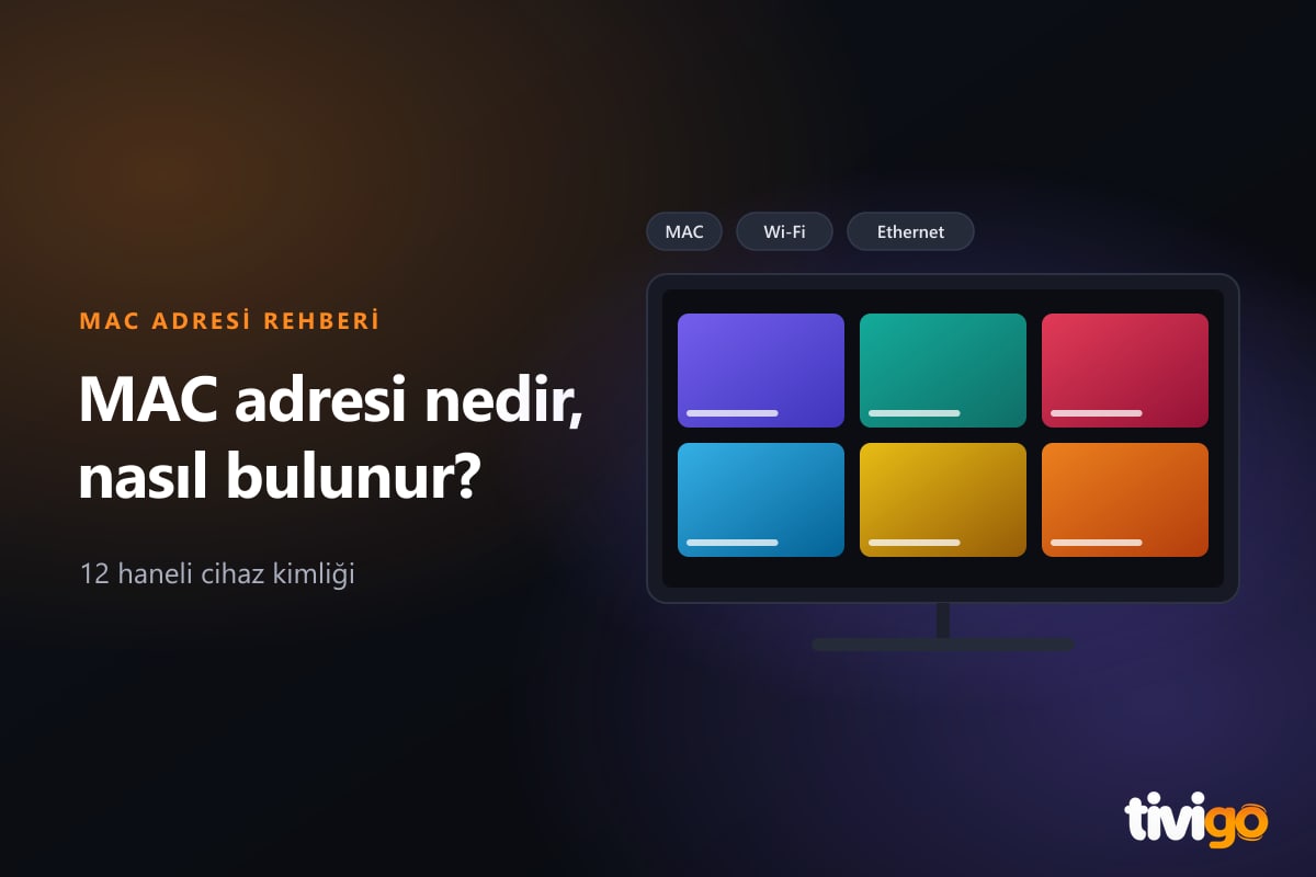 Televizyon ekranı ve MAC, Wi-Fi, Ethernet etiketleri