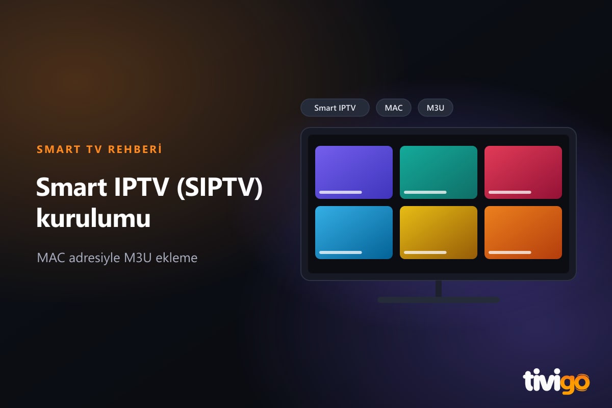 Televizyon ekranında Smart IPTV MAC adresi ve M3U bağlantısı etiketleri