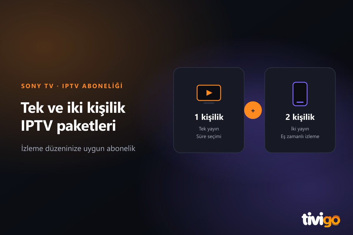 Sony TV'de tek ve iki kişilik IPTV kullanımını temsil eden iki paket kartı