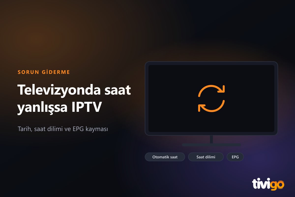 Televizyon ekranında senkronize olan saat simgesi